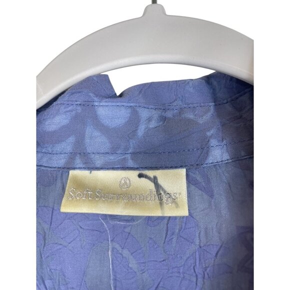 Soft Surroundings Long Tunic Button Front Floral Embossed Blue - Picture 2 of 11